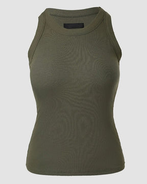 Round Neck Ribbed Tank Top Built In with Bra Padded