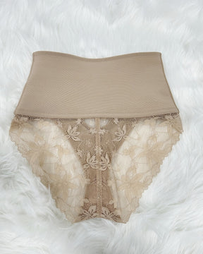 Front-opening Shapewear with Lace Trimmed Tummy Control Panty