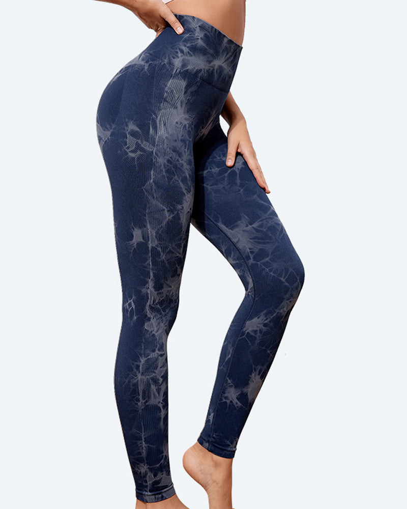 Tie Dye Tummy Control Soft Stretch Leggings Slim Full Length Fitness Yoga Pants