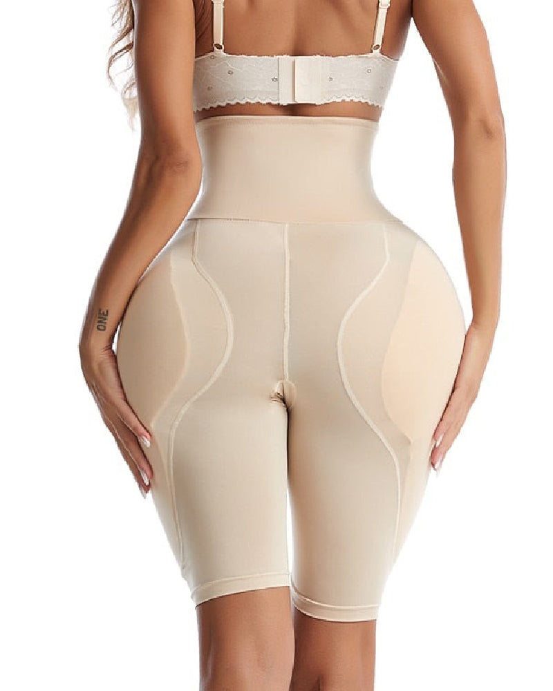 Hourglass Buckle Closure Waist Cincher BBL Shapewear Shorts With Sponge Pads