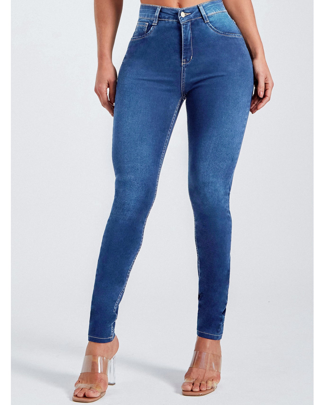 Slim fit high waist stretch pencil jeans