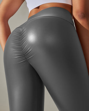 PU Shiny Leather Pants High Waist Tummy Lifting Hip Lifting Women's Leggings