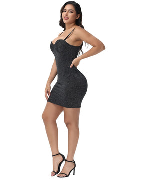 Sexy Glitter Metallic Cami Underwire Push Up Bodycon Mini Dress