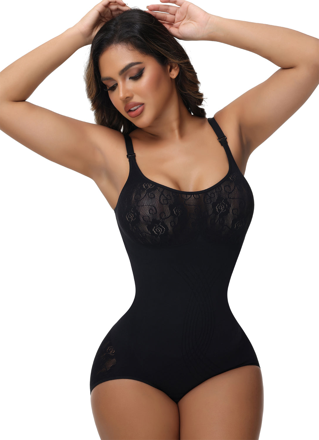 Shapshe® Sexy Seamless Jacquard Bodysuit Tummy Control Spaghetti Strap Shapewear
