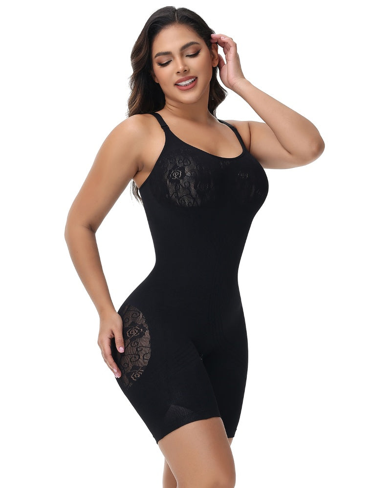 Shapshe® Rose Jacquard Thigh Slimmer Shapewear Seamless Sculpting Snatched Waist Bodysuit