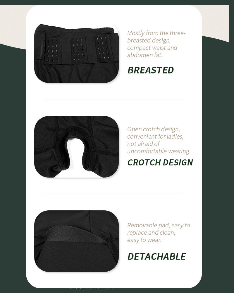 High Waist 9-row Adjustable Buckle Belt Shapewear Shorts With Sponge Pads