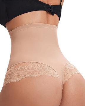 Seamless Lace Tummy Control Shapewear Panties High Waist Compression Thong Underwear