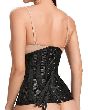 Sexy Gothic 26 Steel Hourglass Underbust Corset Lace up Hollow Breathable Waist Trainer