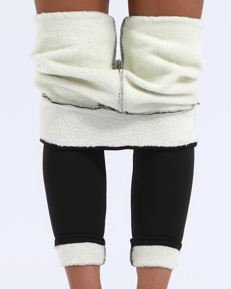 Women's Fleece Tights Warm Pants Lambskin Thickened Stretch Leggings