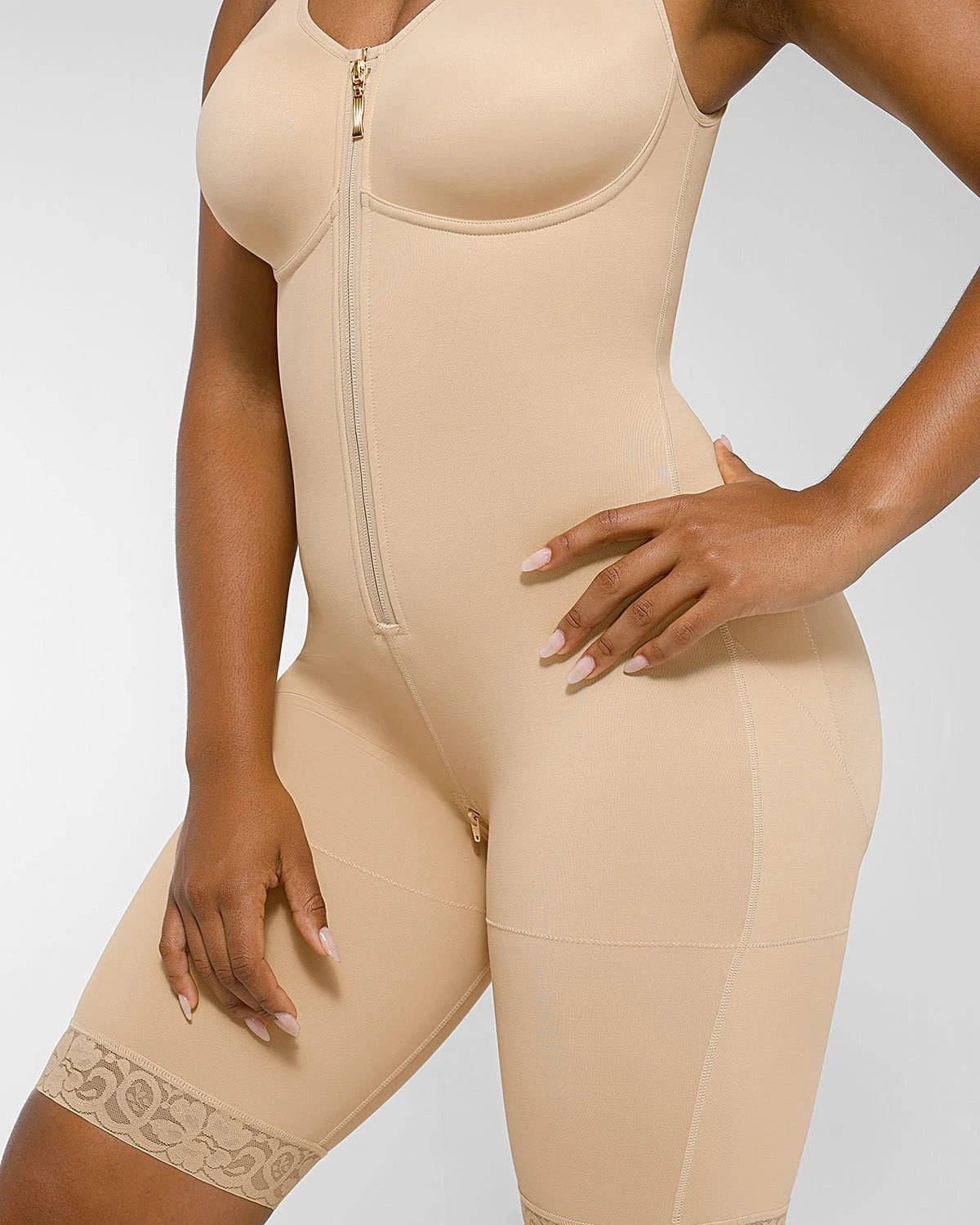 High Compression Full Body Fajas Tummy Control Butt-Lifting Body Shaper With Zipper