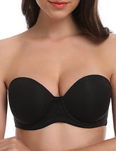 Black Strapless Push Up Underwire Multiway Contour Plus Size Bra