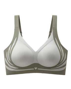 Seamless Contrast Color Wireless Soft Anti-sagging Push Up Sleep Bra