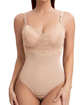 Seamless Lace Slimming Waist Bodysuit Tummy Control Thong Shapewear With Bra