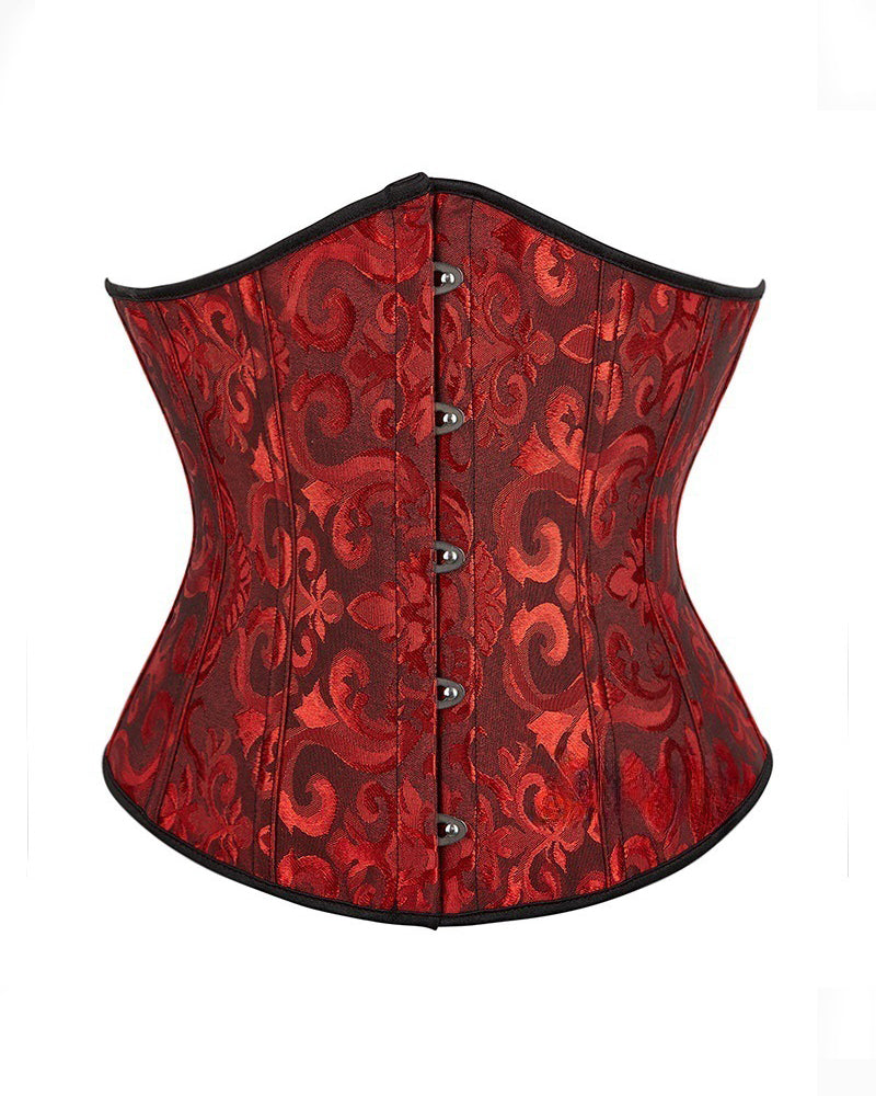 Vintage Jacquard Tummy Control Underbust Corset Lace-Up Back Plus Size Bustier Top