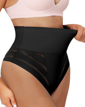 Women's Sexy Mid Waist Unique Lace Thong Body Shaper Seamless Girdle Panties