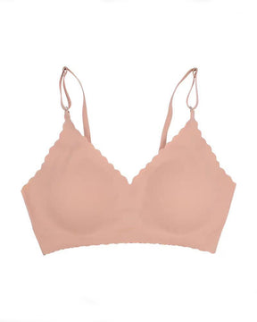 Scallop Trim Wireless Comfortable Bra Seamless Everyday Intimates Bra