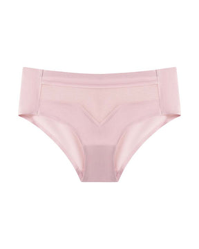 Ropa interior invisible desnuda de seda de hielo de cintura media para mujer, lencería de malla transpirable