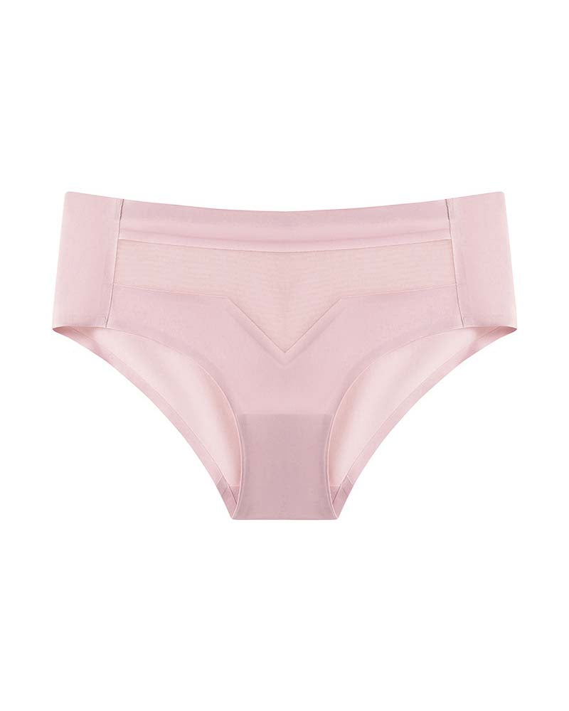 Ropa interior invisible desnuda de seda de hielo de cintura media para mujer, lencería de malla transpirable