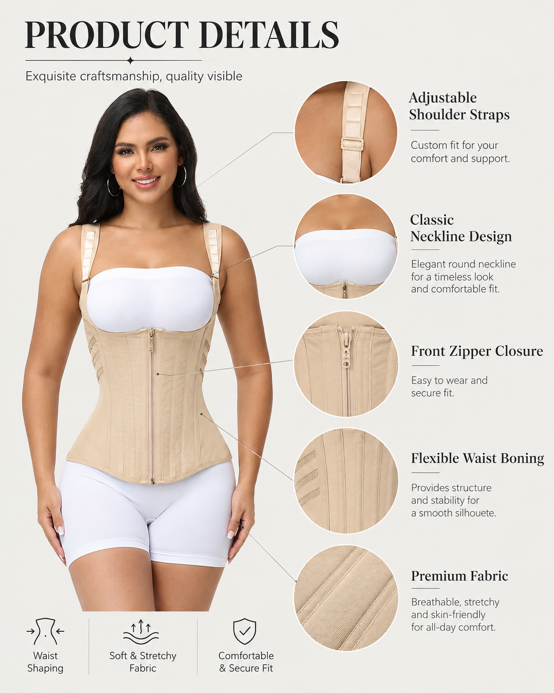 Shapshe® Double Layer Compression Curved Boned Waist Trainer
