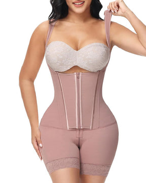 Shapshe® High compression Front Zipper Mid Thigh Shapewear with Bra