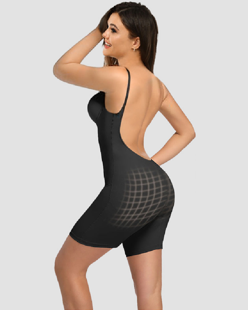 Shapshe® Sleeveless Solid Tummy Control U Plunge Shapewear Bodysuit With Built In Bra