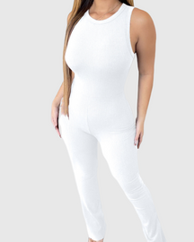 Comfortable Sleeveless Jumpsuit with High Waist and Flared Design