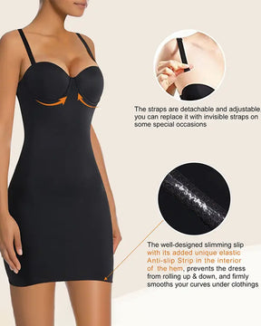 Smooth Full Slip Strapless Tummy Control Bodycon Shapewear Dresses With Built In Bra