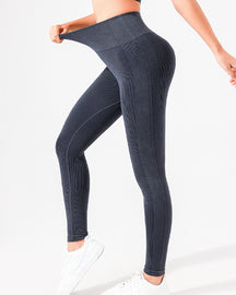 Pantalones de yoga de punto acanalado de cintura alta Leggings adelgazantes de secado rápido