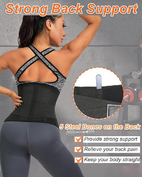 Working Out Sweat Waist Trainer Tummy Control Back Support Wrap Belt Corset