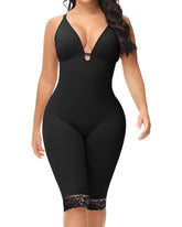 U Plunge Tummy Control Mid Thigh Bodysuit Seamless Full Body Fajas Shapewear