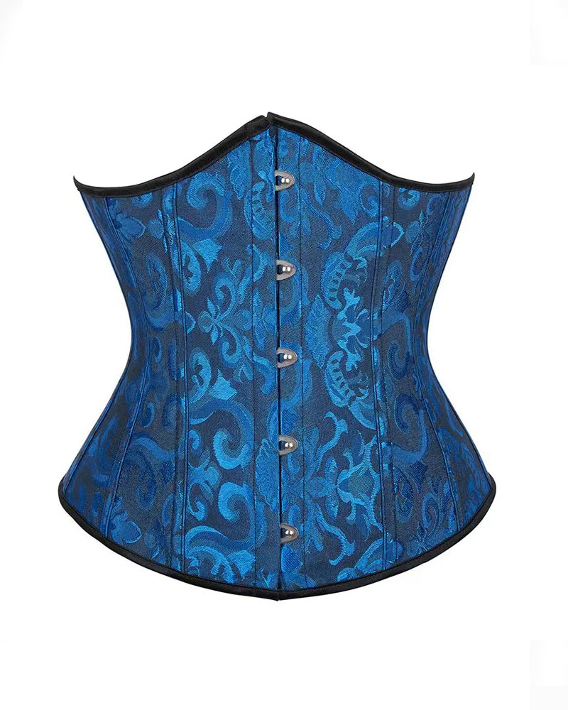 Vintage Jacquard Tummy Control Underbust Corset Lace-Up Back Plus Size Bustier Top