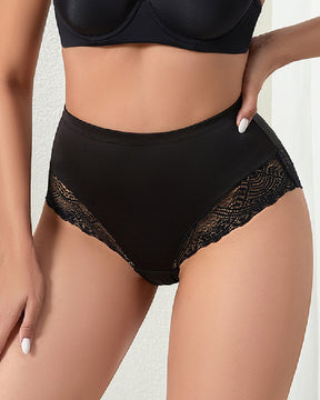 Women's Sexy Semi Sheer Mid-Waist Lace Stitching Breathable Briefs