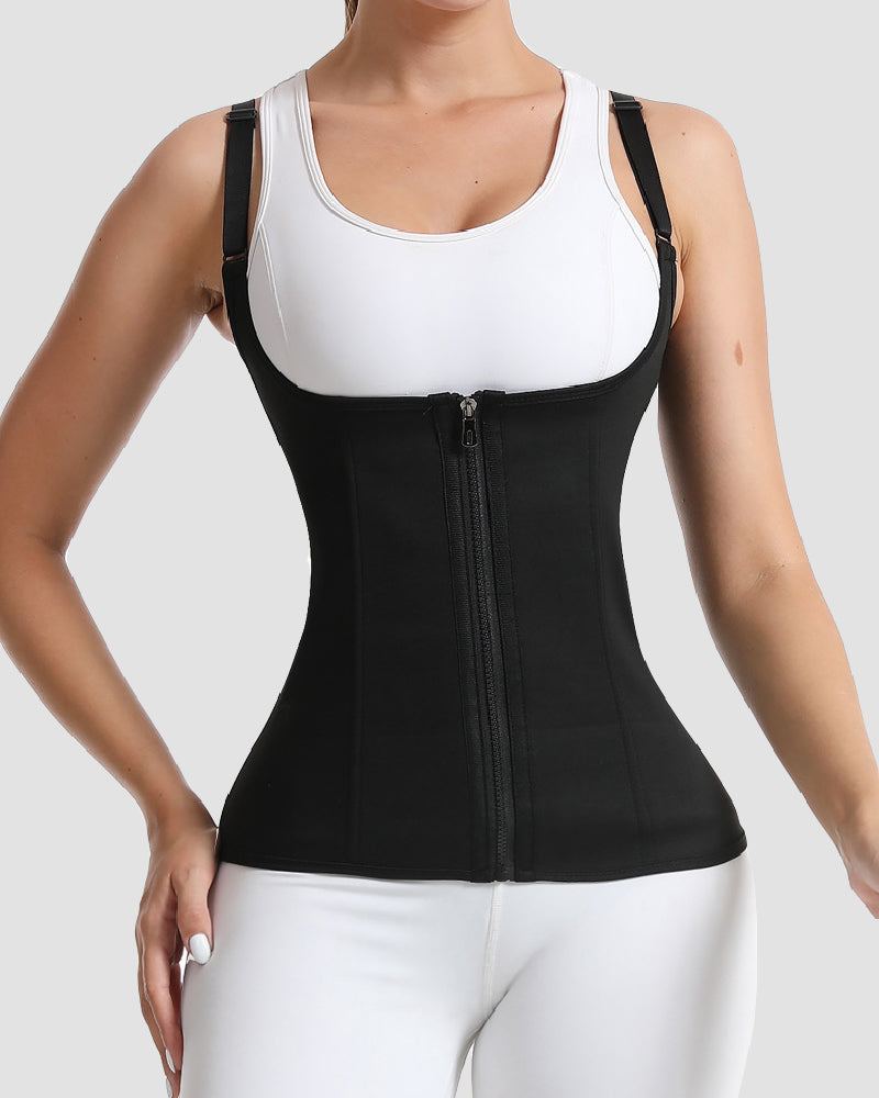 Women's Neoprene 3 Rows Hook Zipper Workout Waist Trainer Sweat Sauna Corset Vest