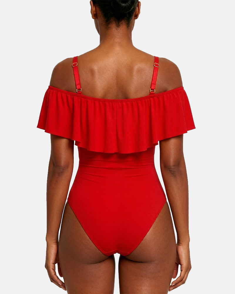 Shapshe® Fajas Colombianas One Piece Ruffled Tummy Control Triangle Swimsuit