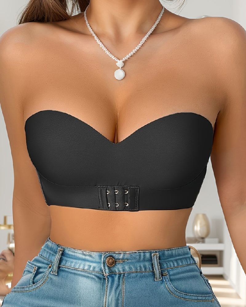 Women's Strapless Front Closure Bra Wireless Push Up Bandeau Bralette