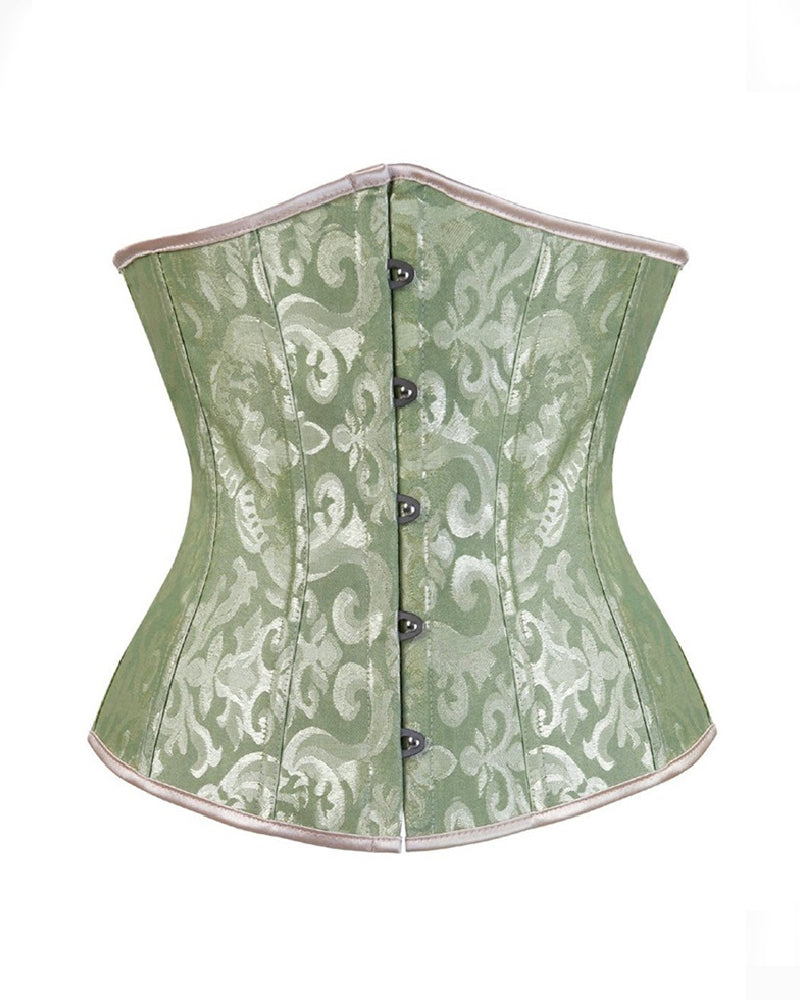 Vintage Jacquard Tummy Control Underbust Corset Lace-Up Back Plus Size Bustier Top