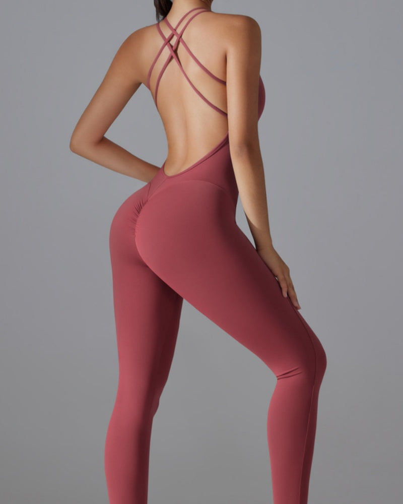 Hip-lifting Quick-drying Tight Cross-body Fitness Jumpsuit