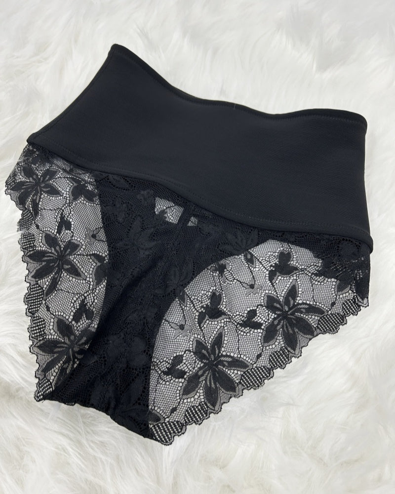 Front-opening Shapewear with Lace Trimmed Tummy Control Panty