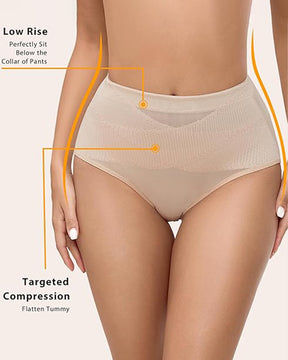 Mid Rise Cross Compression Shapewear Underwear Mesh Tummy Control Shaping Panty