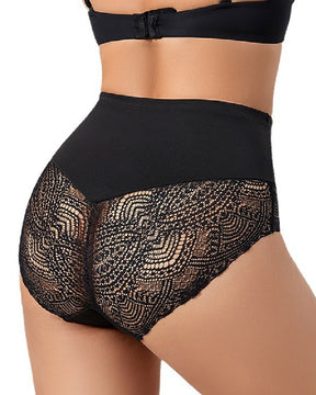 Women's Sexy Semi Sheer Mid-Waist Lace Stitching Breathable Briefs