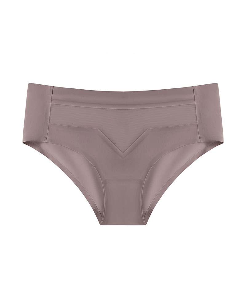 Ropa interior invisible desnuda de seda de hielo de cintura media para mujer, lencería de malla transpirable