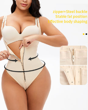 Faja sexy con control de barriga para mujer, busto abierto, moldeador de cuerpo, cremallera, talla grande, tanga