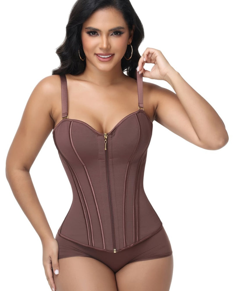 Shapshe® Fajas Colombianas Leopard Print Zip Up Corset Top