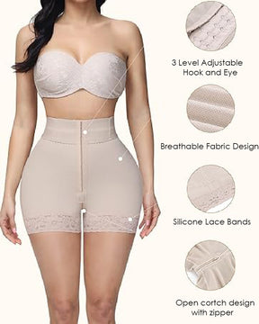 Double Compression High Waisted BBL Shorts With Mid-section Tummy Control Panties