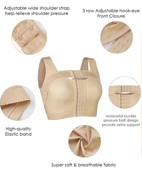 Front Closure Post Surgery Compression Shapewear Bra With Breast Support Belt