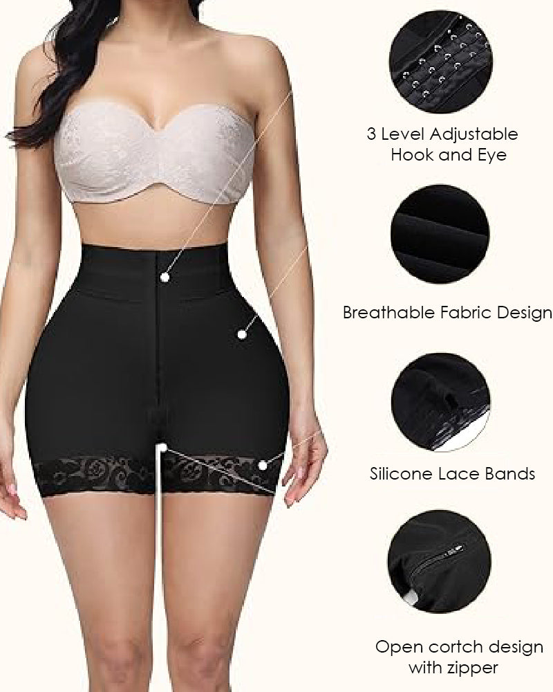 Double Compression High Waisted BBL Shorts With Mid-section Tummy Control Panties