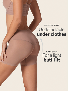 Seamless Undetectable Sheer Shaper Shorts Thong Anti-Chafing Mesh Shapewear Shorts