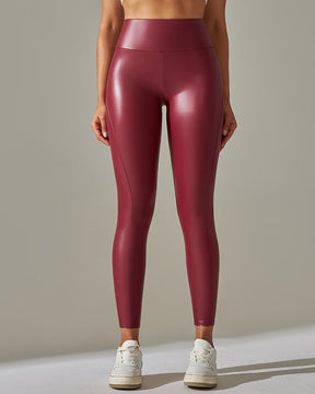 Spliced PU Leather Pants Stretch Tight High Waist Pants