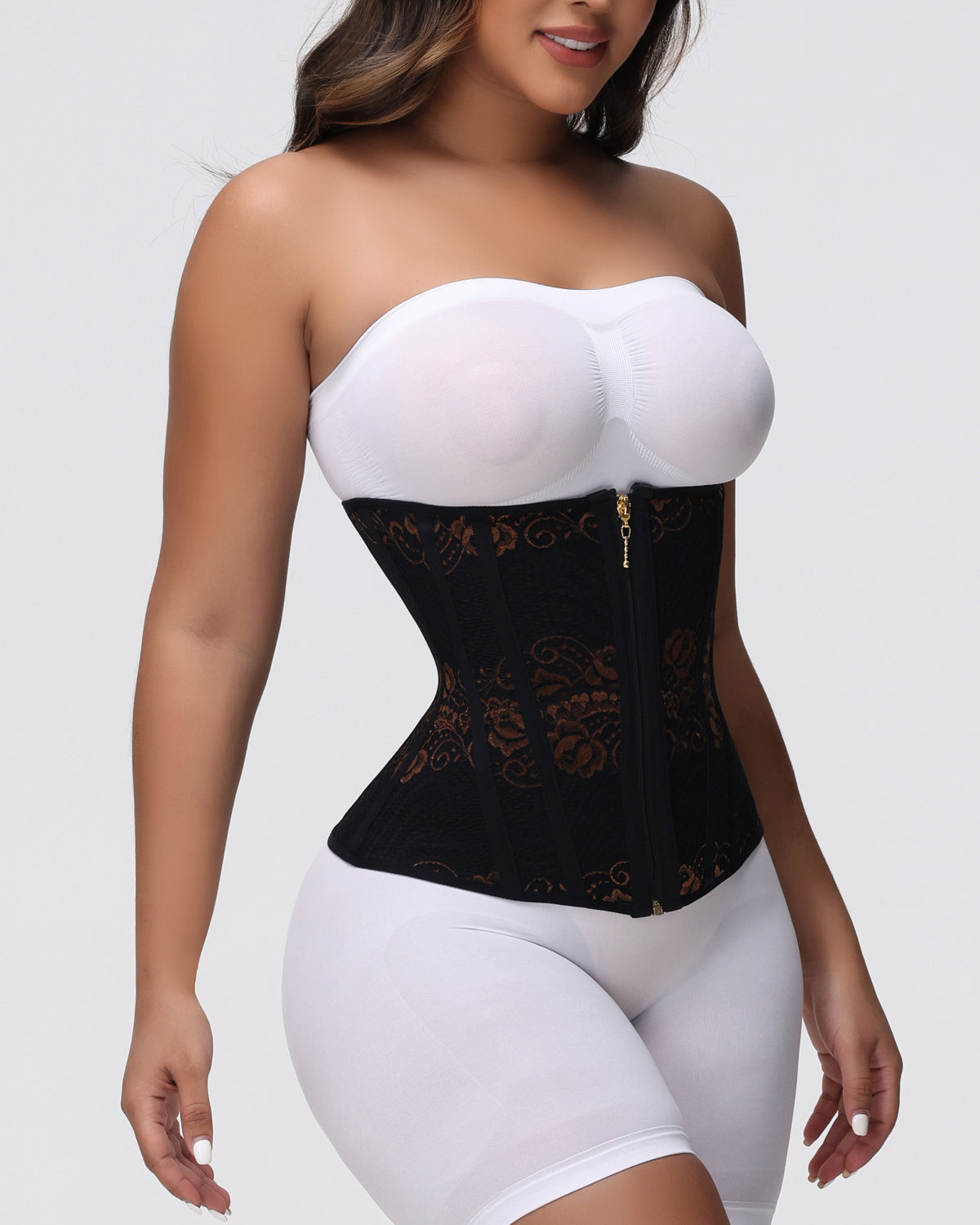 Shapshe® Jacquard Steel Bone Workout Waist Trainer Zipper Underbust Corset