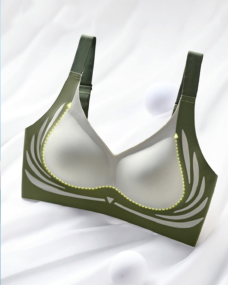 Seamless Contrast Color Wireless Soft Anti-sagging Push Up Sleep Bra